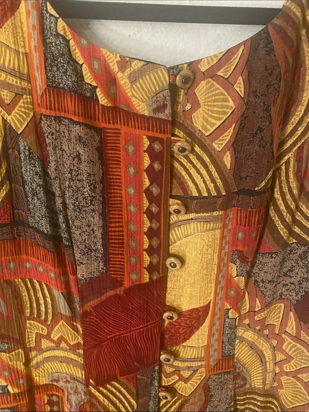 Abstract Print Short-Sleeve Maxi  jumpsuit in Rust Multi - Picture 5 of 8